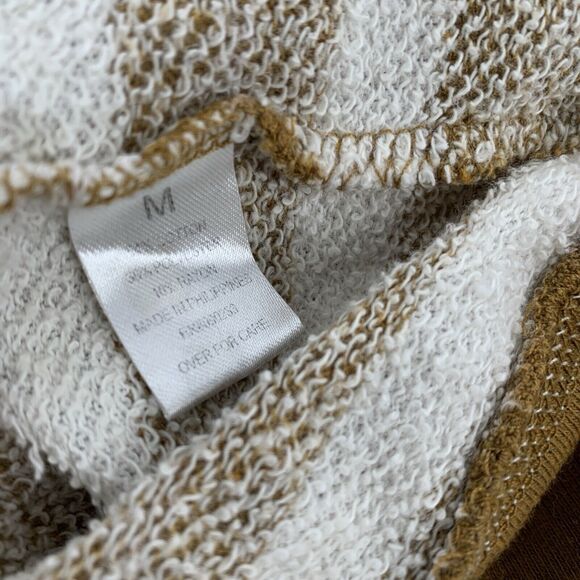 C&S Check and Stripe Terry Cloth Full Zip Hooded Jacket M Cream White Striped - Picture 4 of 6